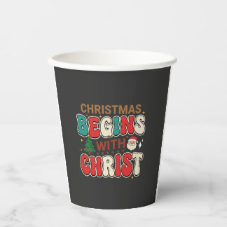 Kerst begint met Christus Retro Kerstman Papieren Bekers