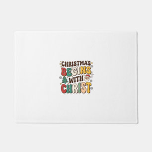 Kerst begint met Christus Santa Boom Ontwerp Deurmat