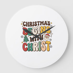 Kerst begint met Christus Santa Boomontwerp Grote Klok