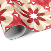 Kerst Beige Rood en Witte Bloem Patroon Cadeaupapier (Rol Hoek)