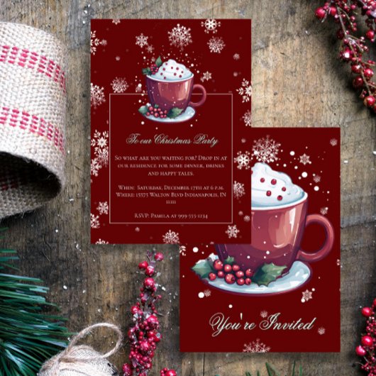 Kerst Beker van Hot Chocolate Holiday Party Rood Kaart