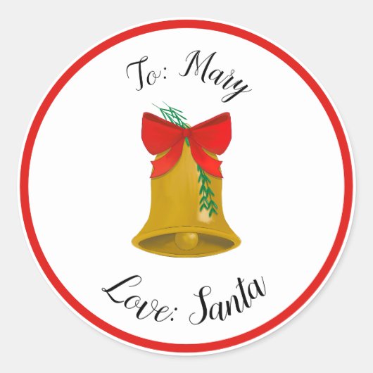 Kerst Bells and Bows Custom Gift Label Sticker (Voorkant)