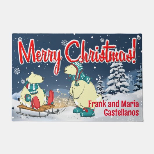  Kerst Beren Winter Vakantie Scène Deurmat (Voorkant)