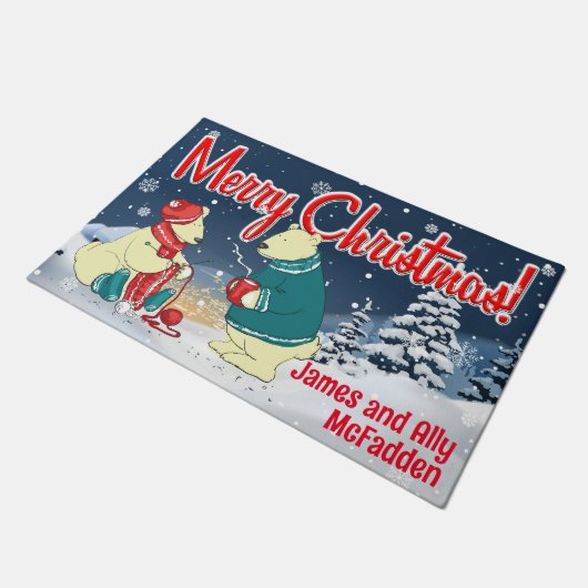  Kerst Beren Winter Vakantie Scène Deurmat (Schuin)