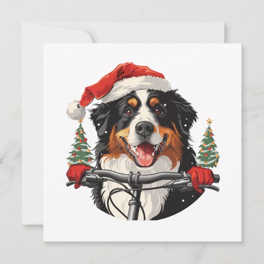 Kerst Berner Sennenhond Fietsen Feestdagenkaart (Voorkant)