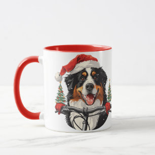 Kerst Berner Sennenhond Fietsen Mok
