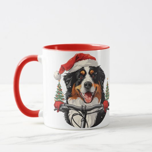 Kerst Berner Sennenhond Fietsen Mok (Links)