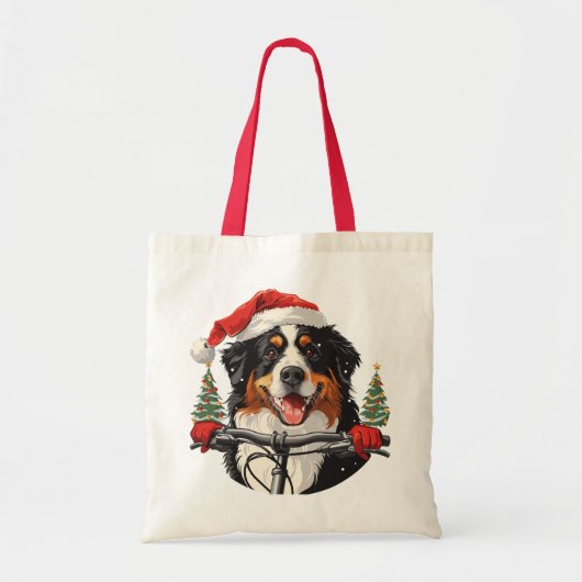 Kerst Berner Sennenhond Fietsen Tote Bag (Voorkant)