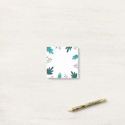 Kerst bessen en bladeren post-it® notes (Op bureau)
