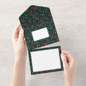 Kerst bessen - Traditionele kerstkleuren All In One Uitnodiging (Afscheurbaar)