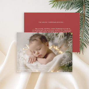 Kerst beste cadeau kalligrafie Eenvoudige babyfoto Aankondiging