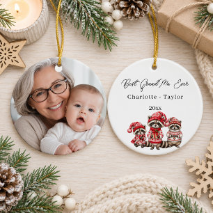 Kerst Beste Oma Wasbeer Waterverf Foto Keramisch Ornament
