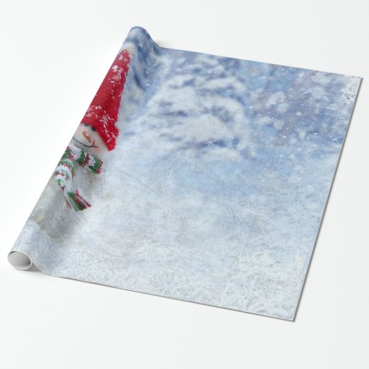 Kerst bevroren sneeuwpop cadeaupapier (Uitgerold)