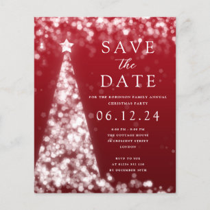 Kerst Bewaar de datum Zilveren Glam Rood Invite Flyer