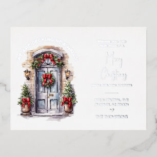Kerst Bewegende Aankondiging Silver Foil Briefkaar