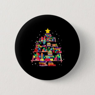 Kerst Bibliotheek Boom Liefde Lezen Boeken Nerd Th Ronde Button 5,7 Cm