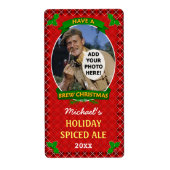 Kerst Bier Custom Foto Rode Argyle Homebrewing Etiket (Voorkant)