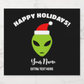Kerst bier fles etiketten met Santa Alien (Enkel label)
