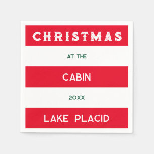 Kerst bij het Cabin Red Nautical Stripe Lake Servet