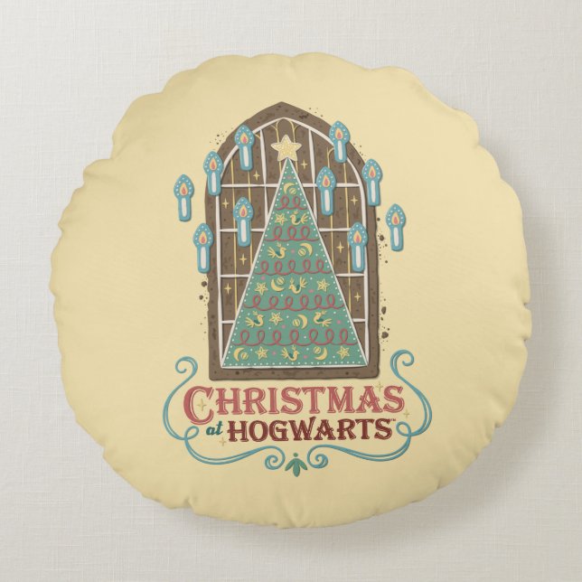 Kerst bij HOGWARTS™ Cookie Graphic Rond Kussen (Voorkant)