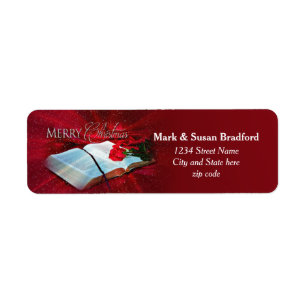 Kerst Bijbel Christelijke retourlabels (rood/sneeu Etiket