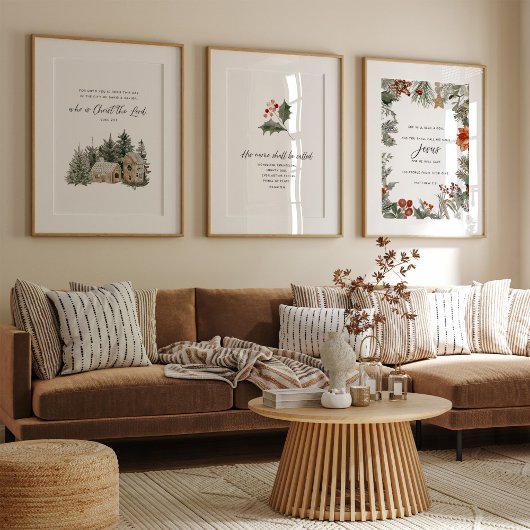 Kerst bijbelvers set van 3 muur kunst set