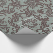 Kerst Blauw Damast Kant XMAS Wrapping Papier (Hoek)