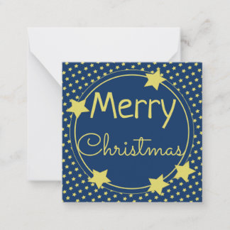 Kerst Blauw Papier Note Platte Kaart met Sterren Notitiekaartje
