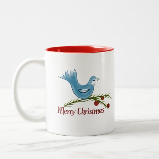 Kerst blauwe bluebird mok (Links)