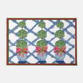 Kerst Blauwe Ginger Jars Deurmat Welkom Mat (Voorkant)