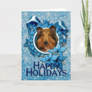 Kerst - Blauwe Sneeuwvlok - Collie - Natalie Feestdagen Kaart