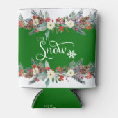 Kerst bloem grens-Laat het sneeuwtypografie 2 Blikjeskoeler (Voorkant)
