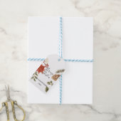 Kerst Bloem Waterverf Cadeaulabel (Met Touw)