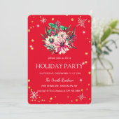 Kerst Bloemen Diamanten Leuk Rood Kaart (Staand voorkant)