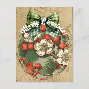 Kerst  Bloemen en bessen Collage Briefkaart