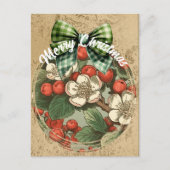 Kerst  Bloemen en bessen Collage Briefkaart (Voorkant)