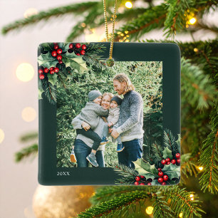 Kerst Bloemen Foto Keramisch Ornament