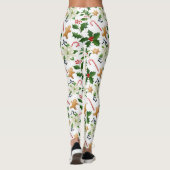 Kerst Bloemen Holly Candy Canes Gingerbread Leggings (Achterkant)