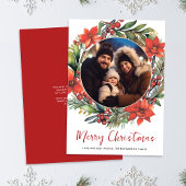 Kerst Bloemen Krans Foto Vakantie Kaart