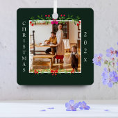 Kerst Bloemen Lijst Schattige Aangepaste Familie F Metalen Ornament
