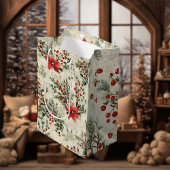 Kerst Bloemen Ontwerp Gift Bag Medium Cadeauzakje