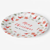 Kerst Bloemen Rode Ijs Schaatsen Vrolijk Kerstfees Papieren Bordje (Gekanteld)