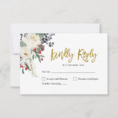 Kerst Bloemen Romantische bruiloft RSVP Kaart (Voorkant)