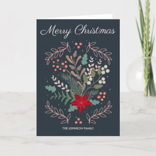 Kerst bloemen schattig grillig kleurrijk feestdagen kaart
