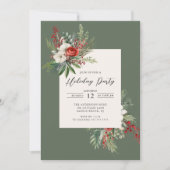 Kerst Bloemen Vakantie Party Kaart (Voorkant)