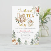 Kerst Bloemen Vrijgezellenfeest Tea Party Kaart (Staand voorkant)