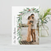 Kerst Bloemenboog Vakantie Aankondiging (Staand voorkant)