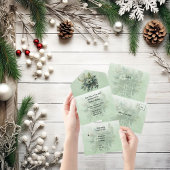 Kerst Bloemengroen bruiloft All In One Uitnodiging