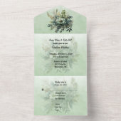 Kerst Bloemengroen bruiloft All In One Uitnodiging (Binnen)