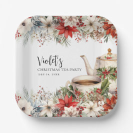 Kerst Bloemenmiddag Tea Holiday Party Papieren Bordje